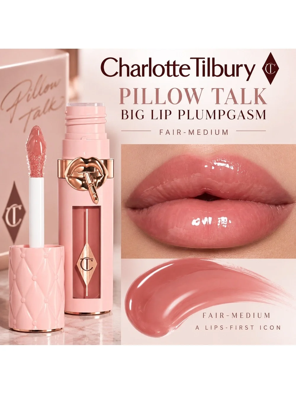 New Charlotte Tilbury Pillow Talk Big Lip Plumpgasm in Fair-Medium